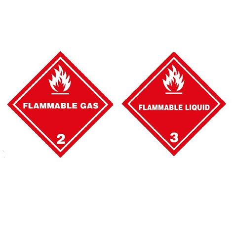 SG IATA DGR Hazard Label Class 2 Class 3 Flammable Gas 100 Pieces