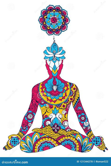 The Lotus Position Chakra Sahasrara Stock Vector Illustration Of Padmasana Sign 121344278