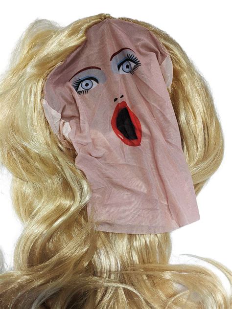 Blow Up Doll Mask With Wig Sassy Female Woman Sexy Costume Face Hair