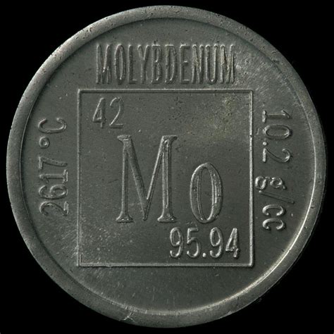 Element coin, a sample of the element Molybdenum in the ...
