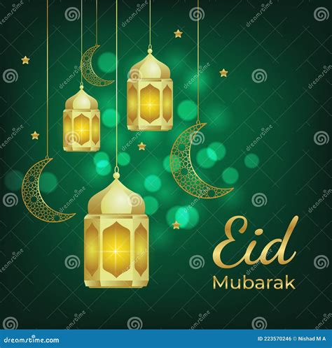 Eid Mubarak Green Background Stock Vector Illustration Of Ramadan