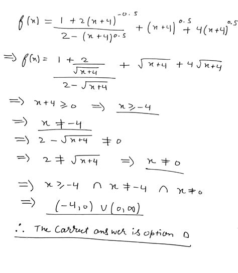 The Domain Of The Function F X X 1 2 X 4 052 X 4