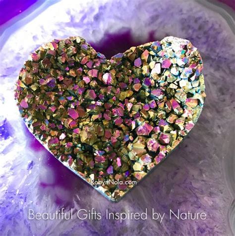New Rainbow Aura Titanium Quartz Gemstone Heart Robyn Nola Ts