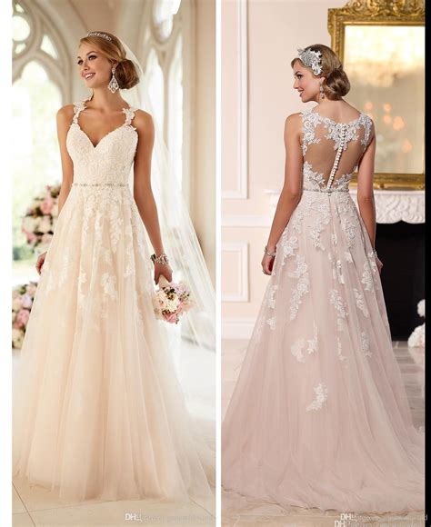Blush Pink Lace Wedding Dresses 2016 Stella York Romantic