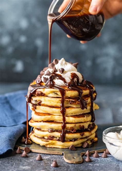 Chocolate Chip Pancakes Recipe With Chocolate Syrup The Cookie Rookie