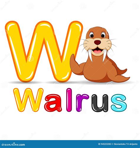 Animals Alphabet W Is For Walrus Stock Vector Illustration Of Poster