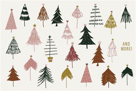 Modern Christmas Trees Illustrations Christmas Tree Clipart Modern