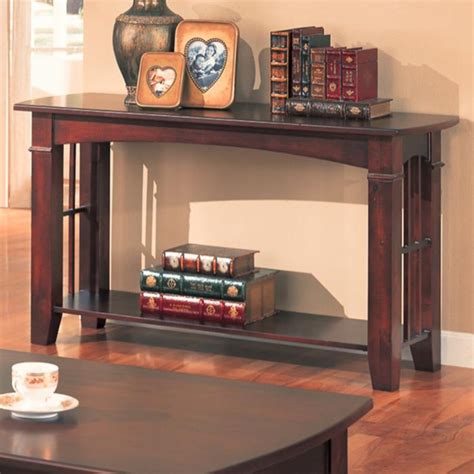Transitional Style Solid Wooden Sofa Table With Open Bottom Shelf