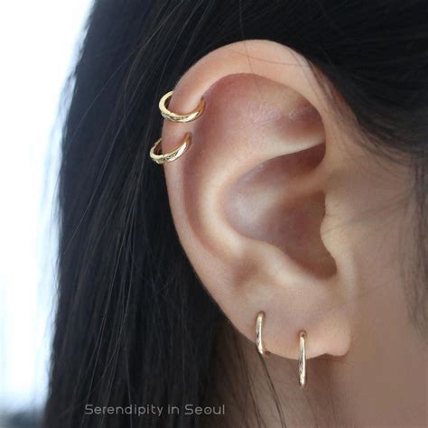 Stacking Cartilage Hoop Earrings Goldearrings Diamondhoopearrings