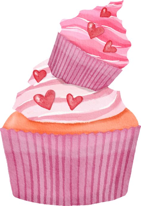 Pink Cupcake Watercolor Painted 11208658 Png