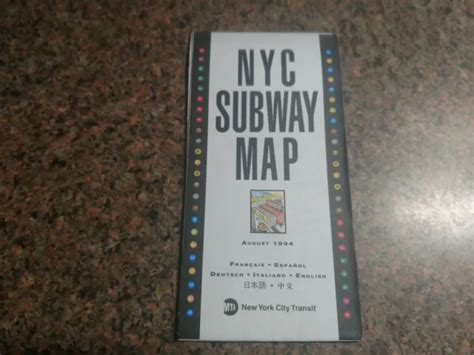 Vintage New York City Subway Transit Map August 1994 Nyc Multilingual