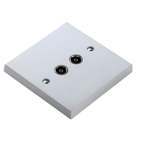 Power Pro White Double Coaxial Socket Departments Diy At Bandq