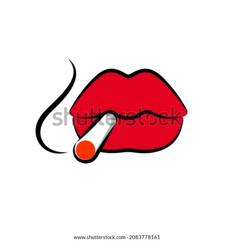 Female Sexy Lips Holding Cigarette Mouth Stock Vector Royalty Free Shutterstock