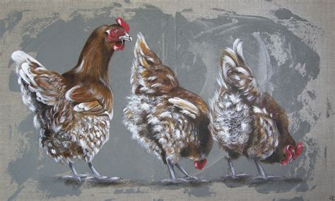 Artiste Peintre animalier des animaux de la ferme poules coqs ânes