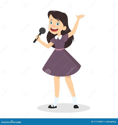 Cute Girl Singing Stock Vector Illustration Of Instrument 117144331