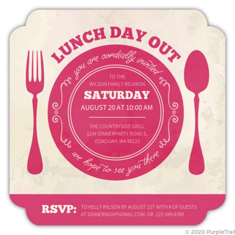 Vintage Plate Lunch Day Invitation Lunch Invitations