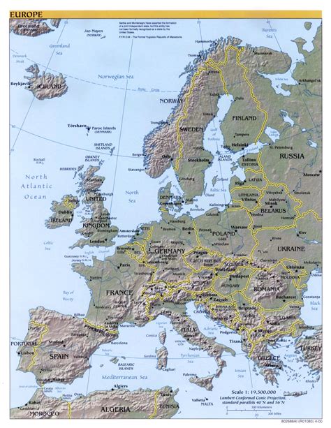 Mapa Grande Política Detallado De Europa De Alivio Las Capitales Y