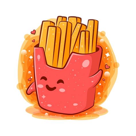 Premium Vector French Fries Kawaii Cartoon Character