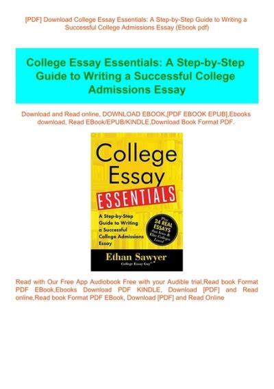 Pdf Download College Essay Essentials A Step By Step Guide To Writing