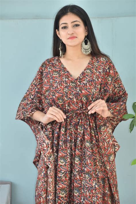 Indian Cotton Kaftan Indian Long Kaftan Dress Hippie Style Etsy Uk