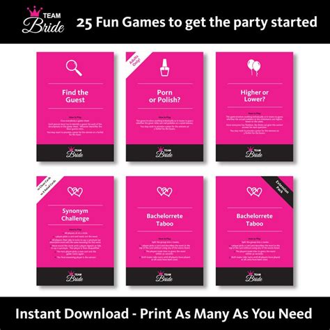 25 Bachelorette Party Games Hen Night Instant Download Printable Hen