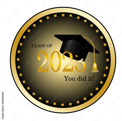 School Labelclass Of 2023 Gold Design For Graduation Ceremony