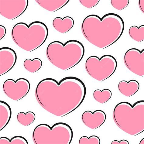 Premium Vector Pink Hearts On White Background Vector Seamless Pattern