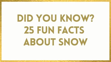 Facts About Snow 25 Fun Snow Facts That Will Wow You