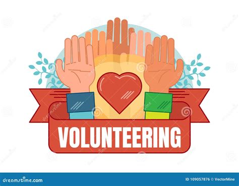 Volunteering Concept Vector Badge Illustration Stock Vector