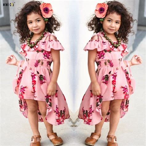 Child Clothes Girl Floral Dresses Summer Off Shoulder Ruffles Dress