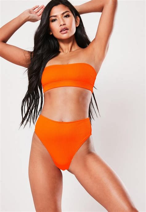 missguided neon orange rib bikini neon swimsuits and bikinis popsugar fashion uk photo 19