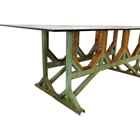 Two Customizable Industrial Metal And Wood Dining Room Table Bases For