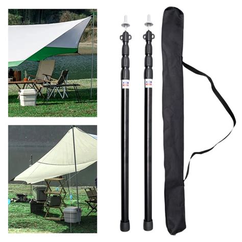2pcs Telescoping Tarp Poles Portable Canopy Adjustable Aluminum Rods