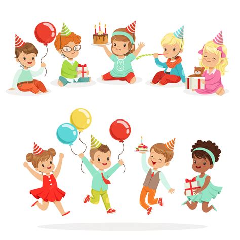 Premium Vector Little Children Birthday Celebration Party With