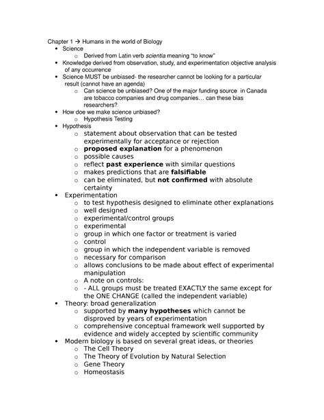 All The Lecture Notes For The Course Biology 101 Chapter 1 Humans In