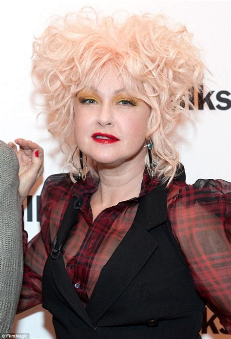Cyndi Laupers Bright Yellow Eyeshadow Clashes With Her Hair Raising