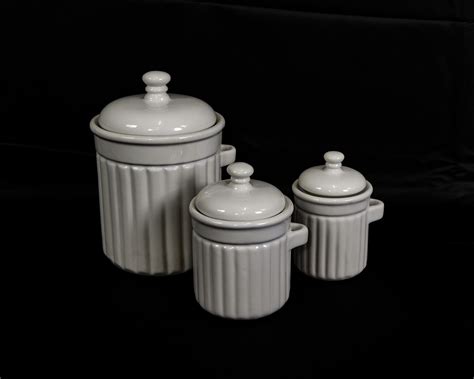 Vintage White Canisters Kitchen Storage Ceramic Canister Etsy España