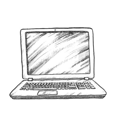 Laptop Computer Digital Gadget Monochrome Vector Computer Drawing