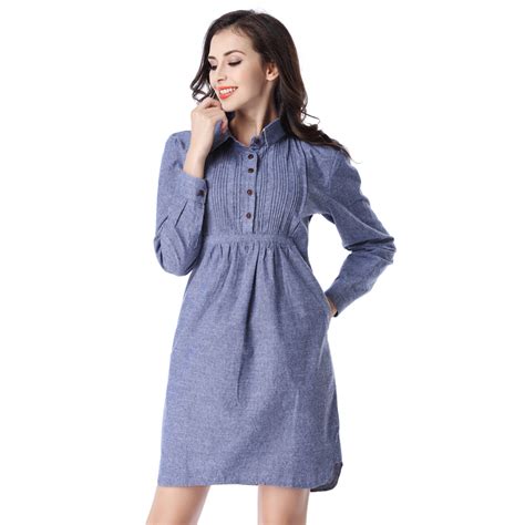 Musenda Women 2017 Long Sleeve Denim Dress Casual Fashion Short Dresses