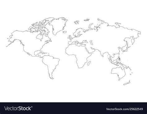 Best Popular World Map Outline Graphic Sketch Vector Image