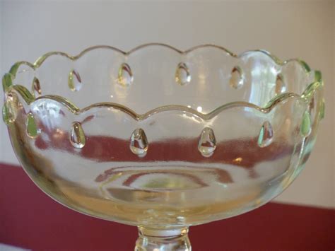 clear indiana glass teardrop compote