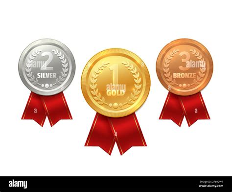 Medal With Ribbon Vector Icons Of Sport Prize Reward Certificate