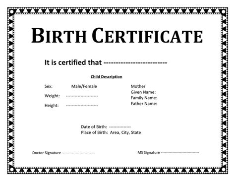 Birth Certificate Template In Word And Pdf Formats