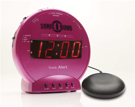 Buy Sonic Bomb Dual Alarm Clock With Bed Shaker Pink Sonic Alert
