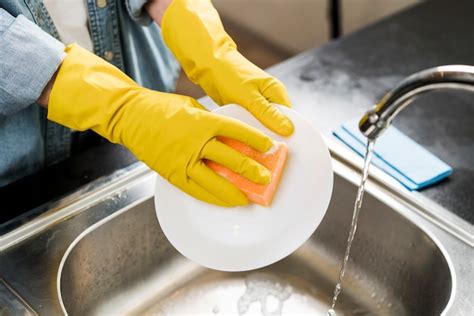 Woman Washing A Plate In The Sink Free Photo