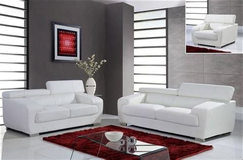 Contemporary White Full Leather Living Room Set Living Room Sets