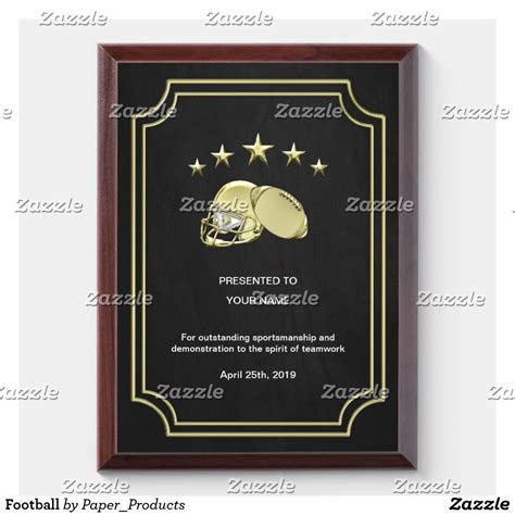Football Award Plaque | Zazzle.com | Award plaque, Award 
