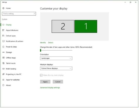 Windows 10 Display Settings Main View Windows 10 Display Settings