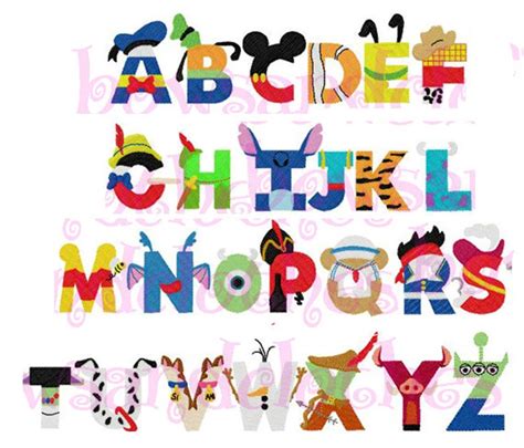 Disney Inspired Letters Font Embroidery Design Instant Etsy