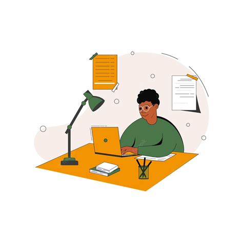 Premium Vector Man Working Or Learning At Home At The Table